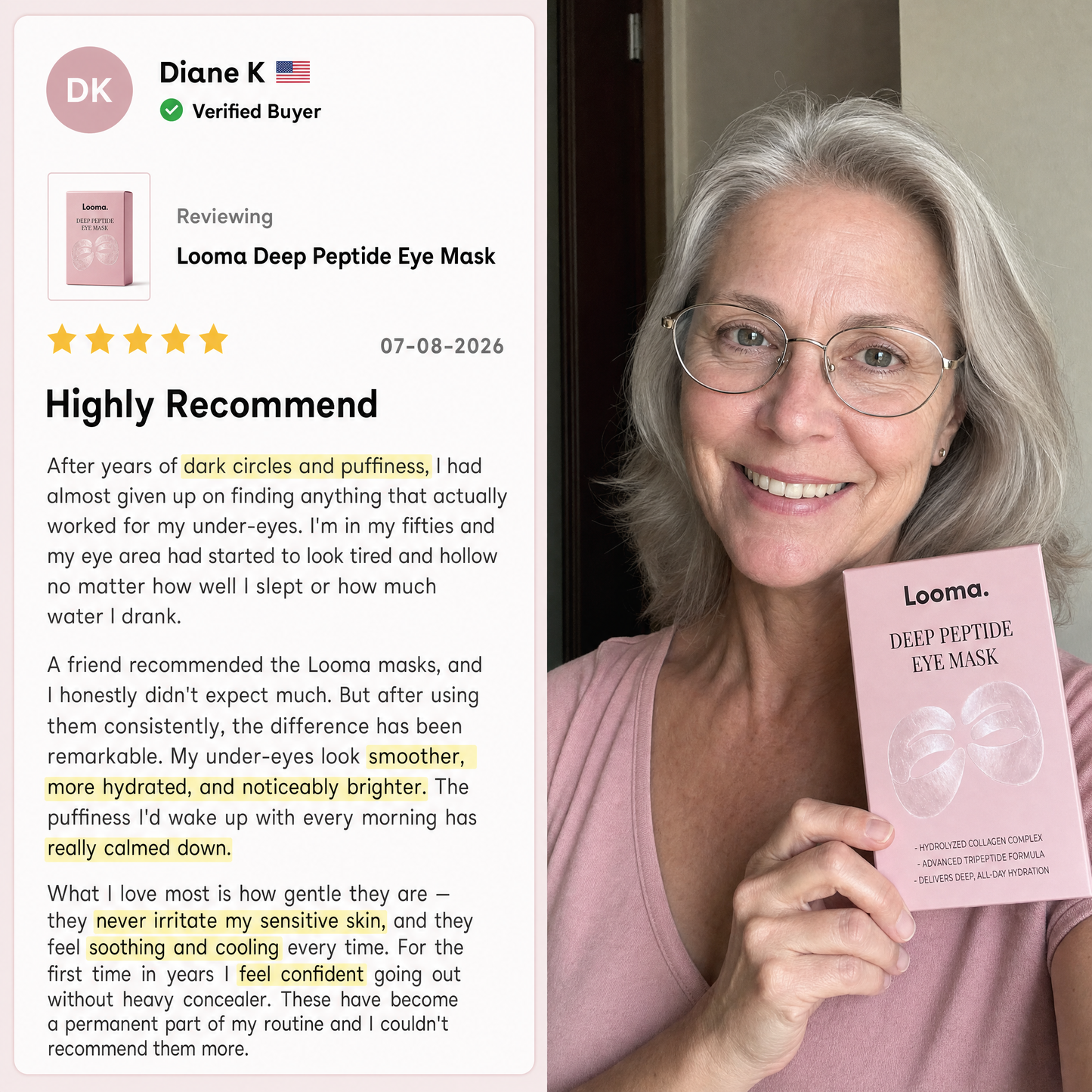 Hydrolyzed Collagen Eye Masks with Honeycomb Technology